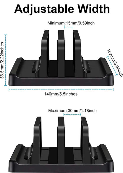 Dual-Slot Vertical Laptop Stand Holder Adjustable Double Desktop Notebook Dock Space-Saving for MacBook HP Dell Chrome Book iPad by All Mart Bristol Ltd