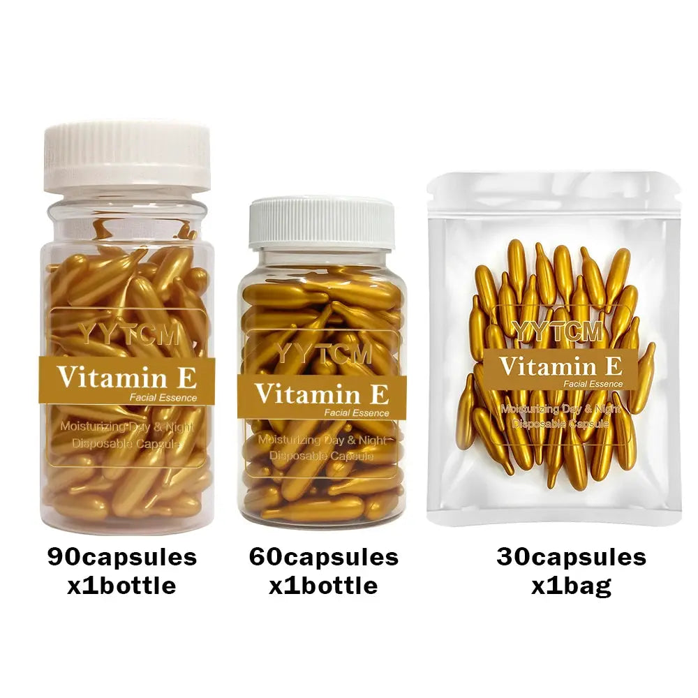 Vitamin E Serum Capsules, Single-Use Essence Capsules, Hydrating and Moisturizing Facial Skin 90 Capsules/Bottle - 1 Bottle by All Mart Bristol Ltd