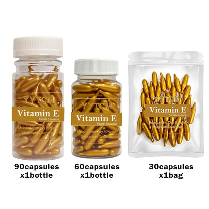 Vitamin E Serum Capsules, Single-Use Essence Capsules, Hydrating and Moisturizing Facial Skin 90 Capsules/Bottle - 1 Bottle by All Mart Bristol Ltd
