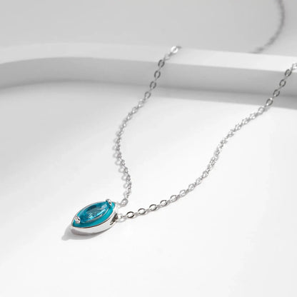 MODIAN 925 Sterling Silver Fashion Mint Green Enamel Pendant Necklace Eye Shape Zircon Link Chain For Women Fine Jewelry Gifts by All Mart Bristol Ltd