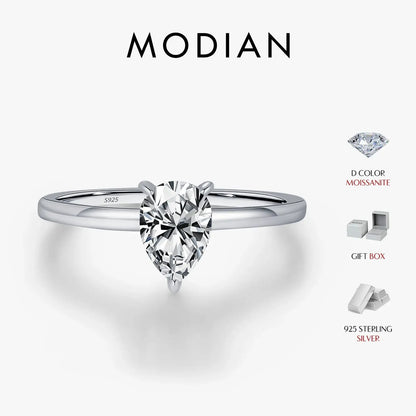 MODIAN D Color Pear Cut Moissanite Ring 925 Sterling Silver Water Drop Lab Diamond Wedding Rings For Women Wedding Fine Jewelry by All Mart Bristol Ltd