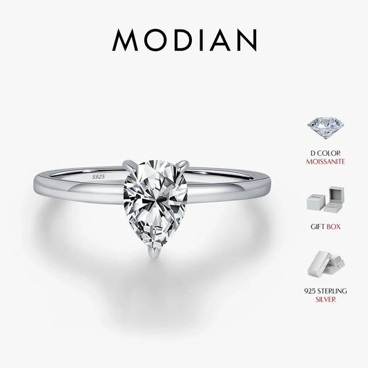 MODIAN D Color Pear Cut Moissanite Ring 925 Sterling Silver Water Drop Lab Diamond Wedding Rings For Women Wedding Fine Jewelry by All Mart Bristol Ltd