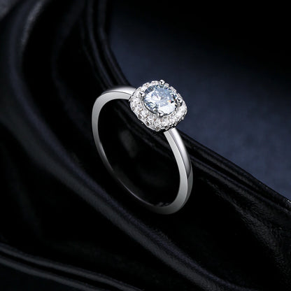 MODIAN D Color Gray Moissanite Rings 925 Sterling Silver Fashion Sparkle Square Halo Ring For Women Wedding Fine Jewelry Gift by All Mart Bristol Ltd