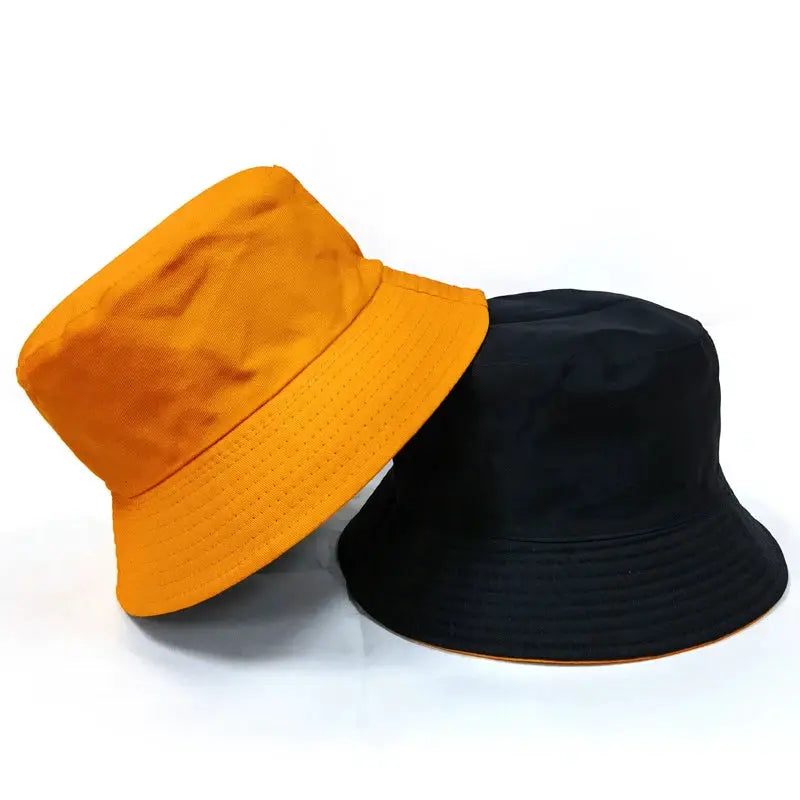 Black Solid Dots Bucket Hat Two Side Wear Unisex Simple Bob Caps Hip Hop Gorros Men Women Panama Cap Beach Fishing Boonie Sunhat by All Mart Bristol Ltd