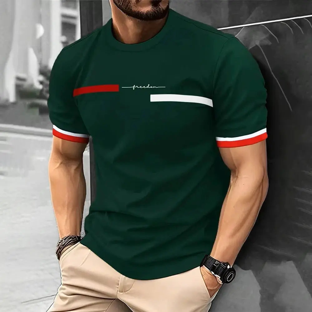 Summer Men's T-shirt Top Casual Loose Fit Oversized T-shirt PARI Letter Pattern Printed Round Neck Short Sleeved Homme Vêtement by All Mart Bristol Ltd