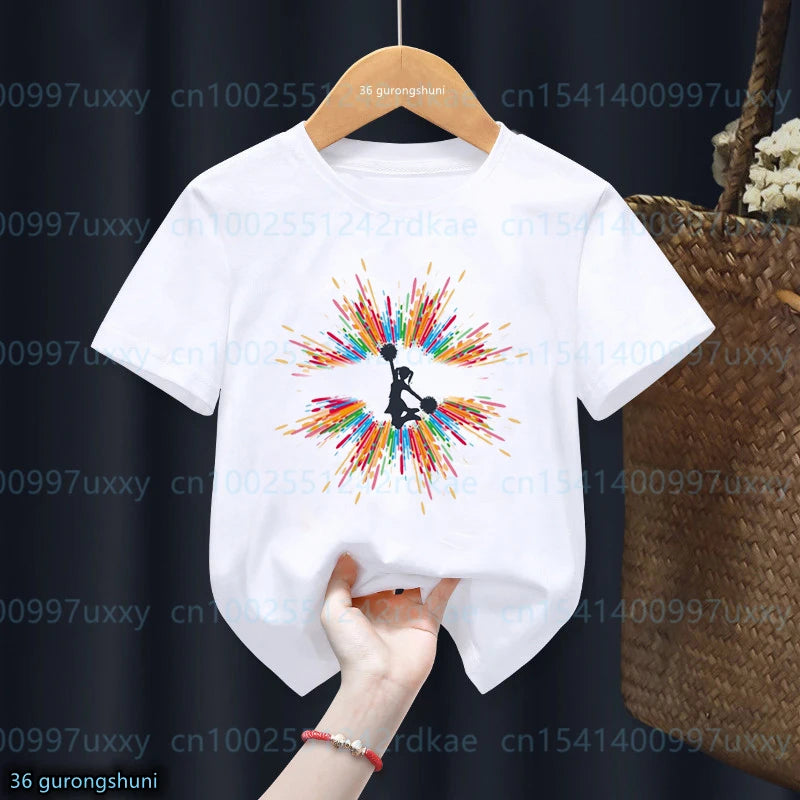 kawaii Girls T-Shirts Cheerleader Girls Sports Gymnastics Enthusiast Tshirts Fashion kids Clothing Tshirt girls clothes 2 to15 by All Mart Bristol Ltd