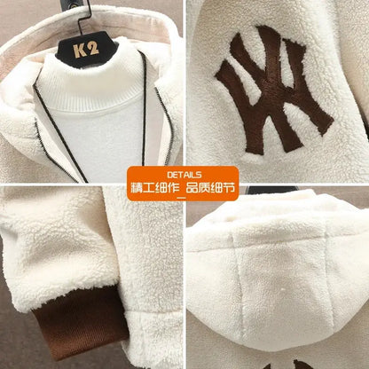 Top Grade Lamb Velvet Men's Jacket Casual Hooded Zipper Coats Fashion Warm Wool Jackets New Male Winter Thick Designer Clothing by All Mart Bristol Ltd