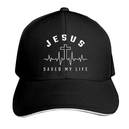 Jesus Saved My Life Hat Christian Baseball Cap Washed Cotton Denim Dad Hat for Men Women by All Mart Bristol Ltd
