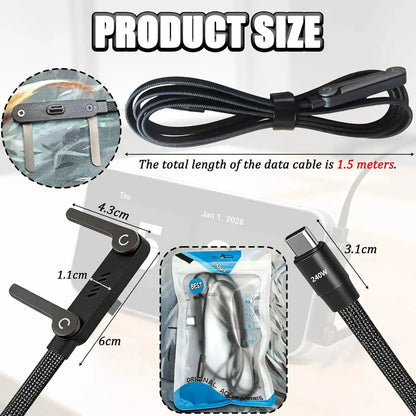 1/2PCS Type C To C Charger Cable 240W Fast Charging Data Line with Built-In Phone Stand for IPhone Samsung Xiaomi Google by All Mart Bristol Ltd
