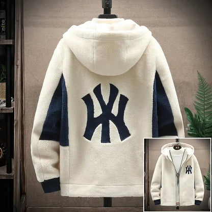 Top Grade Lamb Velvet Men's Jacket Casual Hooded Zipper Coats Fashion Warm Wool Jackets New Male Winter Thick Designer Clothing by All Mart Bristol Ltd