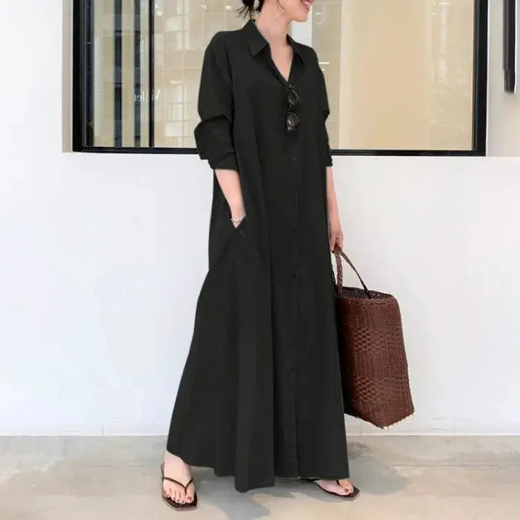 Fashion Cotton Linen Women Dress Maxi Ethnic Style Streetwear Elegant Vestidos Casual Vintage Loose Long Dresses Woman Clothes by All Mart Bristol Ltd