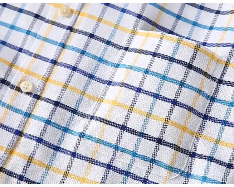 Men's Trendy Plaid Striped Lapel Collar Design Cotton Dress Shirts, Long Sleeve Casual Button Up Commuter Shirt For Spring/Fall by All Mart Bristol Ltd