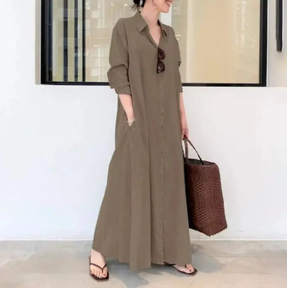 Fashion Cotton Linen Women Dress Maxi Ethnic Style Streetwear Elegant Vestidos Casual Vintage Loose Long Dresses Woman Clothes by All Mart Bristol Ltd