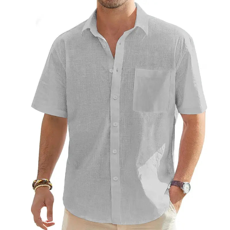 Summer Lightweight Mens Short Sleeve Shirt Casual Business Regular Oversize Shirt Man with Pocket Solid Color Breathable TShirts by All Mart Bristol Ltd