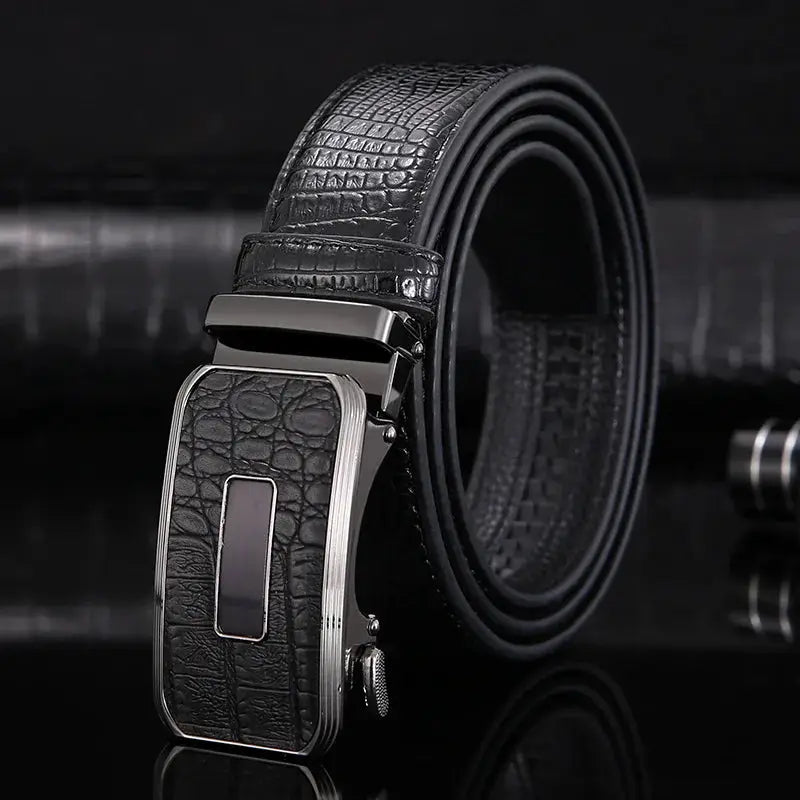 2022 New Luxury Genuine Leather Belt Men's Automatic Buckle Cowhide Leather Belt High-end Youth Business All-match Waistband by All Mart Bristol Ltd