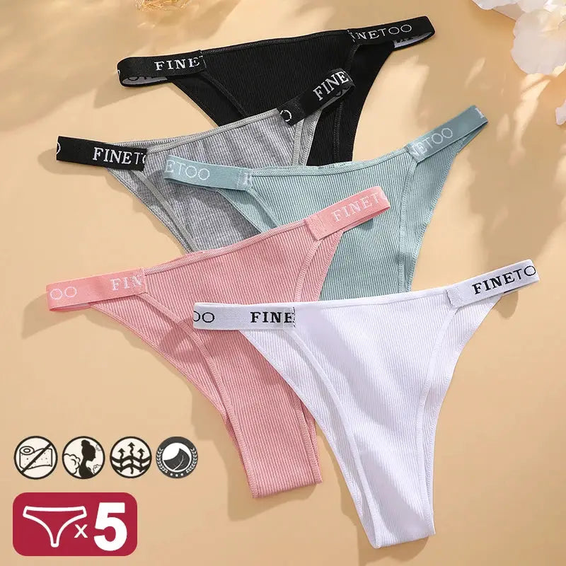 5PCS/Set Sexy Lingerie Women Cotton Panties Finetoo Letter Low Waist Female Briefs Underwear Comfort Underpants Women Intimates by All Mart Bristol Ltd