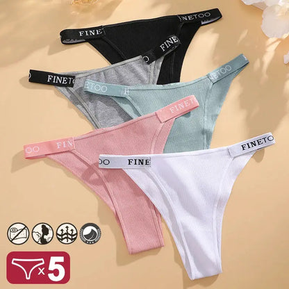 5PCS/Set Sexy Lingerie Women Cotton Panties Finetoo Letter Low Waist Female Briefs Underwear Comfort Underpants Women Intimates by All Mart Bristol Ltd