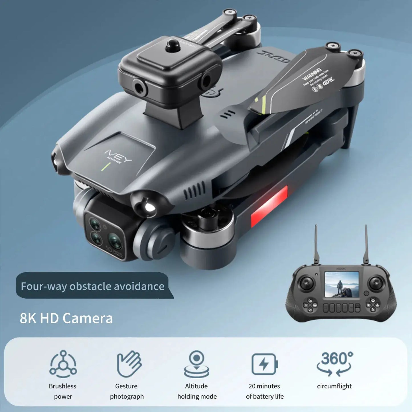 New V28 MAX Drone Professional 8K HD Dual Camera Screen Controlled Brushless Obstacle Avoidance RC Quadcopter Dron Toy 1000M by All Mart Bristol Ltd
