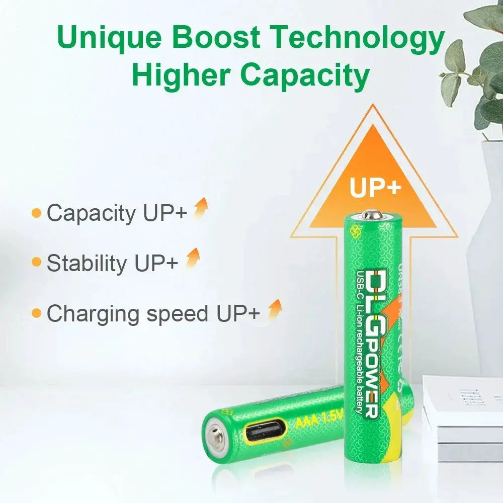 DLGpower USB Li-ion AAA 1.5V Rechargeable Battery aaa 1000mWh Lithium Batteries for Toys Remote Control Mouse Flashlight by All Mart Bristol Ltd