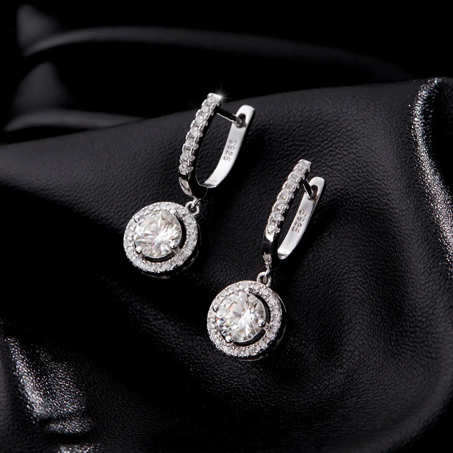 MODIAN D Color Moissanite Drop Earrings 925 Sterling Silver Halo Dangle Earrings For Women Wedding Engagement Fine Jewelry Gift by All Mart Bristol Ltd
