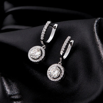 MODIAN D Color Moissanite Drop Earrings 925 Sterling Silver Halo Dangle Earrings For Women Wedding Engagement Fine Jewelry Gift by All Mart Bristol Ltd