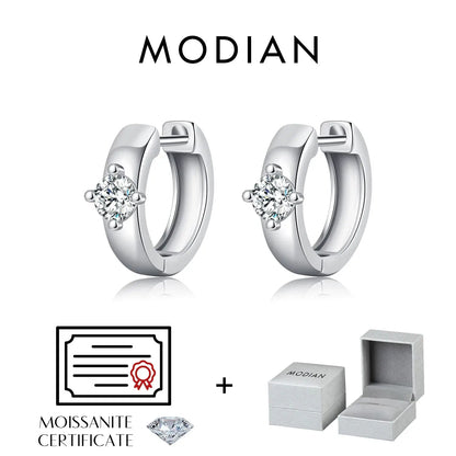 MODIAN Round Moissanite Ear Buckles Lab Diamond 925 Sterling Silver Engagement & Wedding Hoop Earrings for Women Jewelry Gifts by All Mart Bristol Ltd