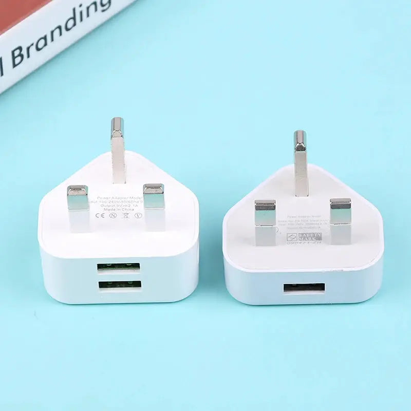 Universal UK Plug 3 Pin Wall Charger Adapter With 1/2 USB Ports Charging For Iphone 11 For Huawei Charging Charger by All Mart Bristol Ltd