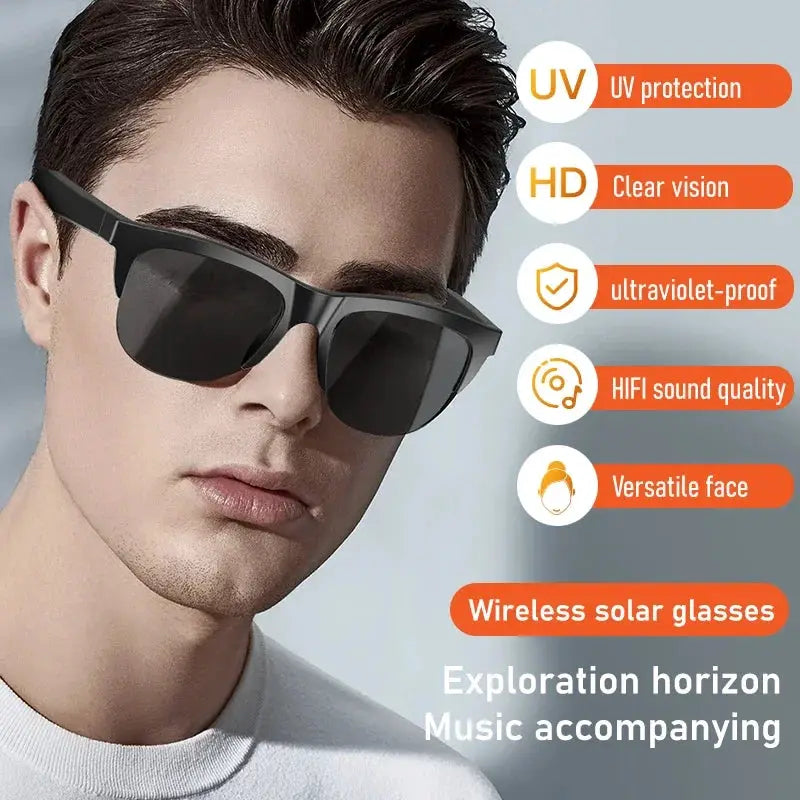 New Smart Bluetooth V5.3 Sunglasses Glasses Call Outdoor Sports Headphones HIFI Black Technology Anti-touch UV For Men And Women by All Mart Bristol Ltd