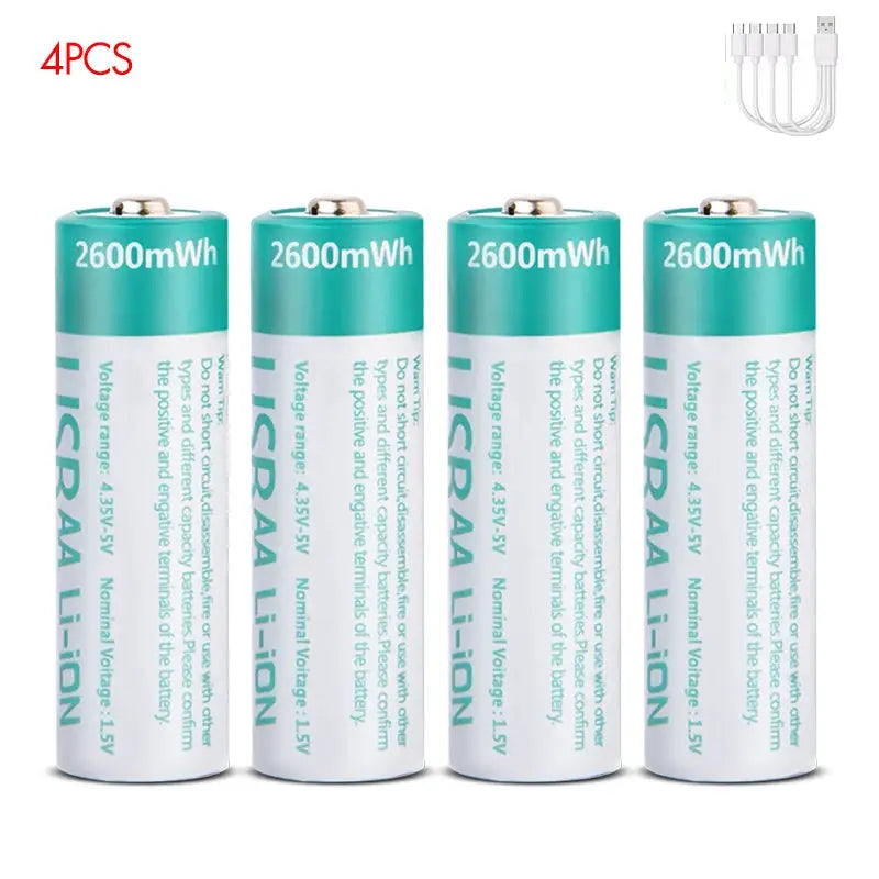 kuugro USB 1.5V 2600mWh AA Rechargeable Battery Type-C Rechargeable aa Lithium Battery for Remote Control Electric Toys Mouse by All Mart Bristol Ltd