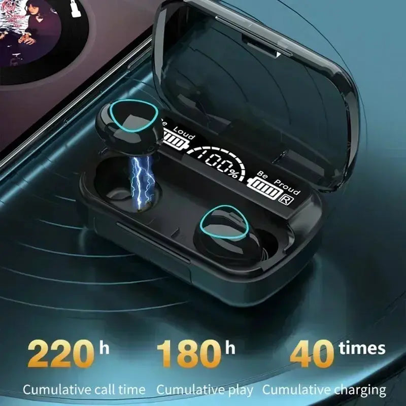 New Bluetooth Earphones Handfree LED Dispay Headphones Bluetooth Music Wireless Earbuds Waterproof Headset For smartphones by All Mart Bristol Ltd