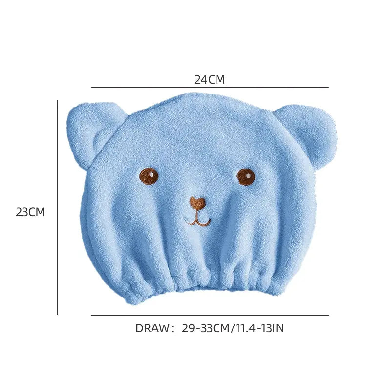 Thinnest Dry Hair Cap For Women Quick-drying Absorbent Microfiber Head Towel Korean Cute Bear Embroidered Shower Cap Towel by All Mart Bristol Ltd