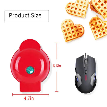 Electric Waffle Machine Portable Home Breakfast Machine Waffle Maker Breakfast Love Heart Shaped Waffle Maker Cooking Appliance by All Mart Bristol Ltd