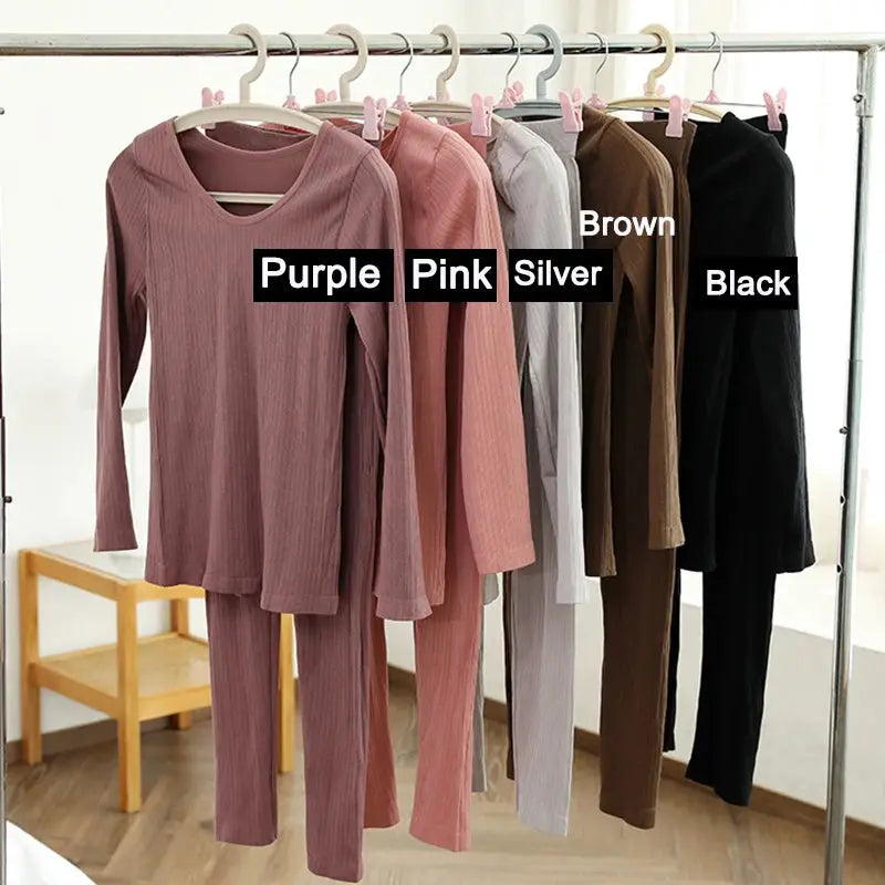 1 Set Warm Thermal Underwear Sexy Ladies Intimates Long Johns Women Shaped Sets Female Middle Collar Thermal Shaping Clothes by All Mart Bristol Ltd