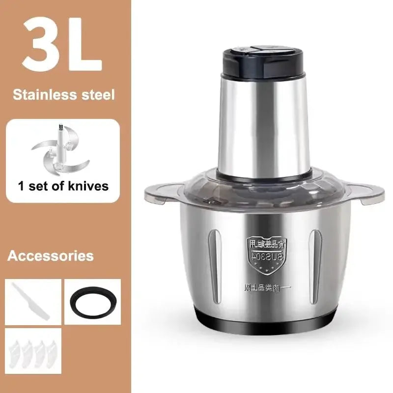 2L 3L 5L Household Stainless Steel Meat Grinder 500W High Power Blender Multifunctional Food Processor Food Chopper Electric by All Mart Bristol Ltd