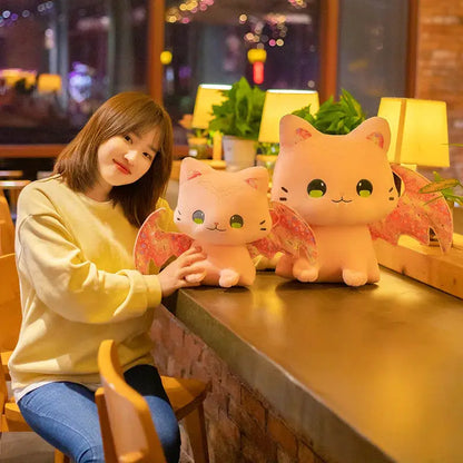 Cute Pink Japanese Sakura Cat Flying Wings Bat Plush Toy Stuffed Purple Bats Plushies for Birthday Gift by All Mart Bristol Ltd