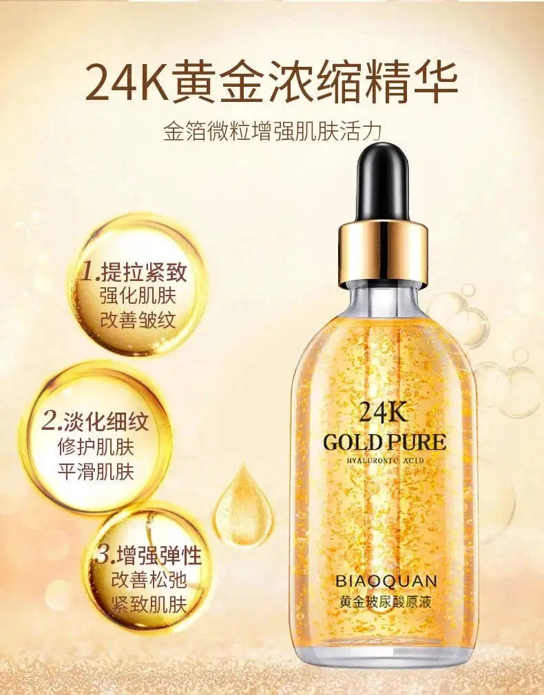 100ml 24k Gold Hyaluronic Acid Nicotinamide Face Serum Anti Aging Facial Lifting Collagen Essence Skin Care Whitening Serum by All Mart Bristol Ltd