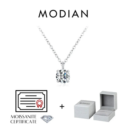 MODIAN 1CT Prong Setting Moissanite Necklace D color VVS1 Lab Diamond Pendant For Women 925 Sterling Silver Wedding Jewelry by All Mart Bristol Ltd