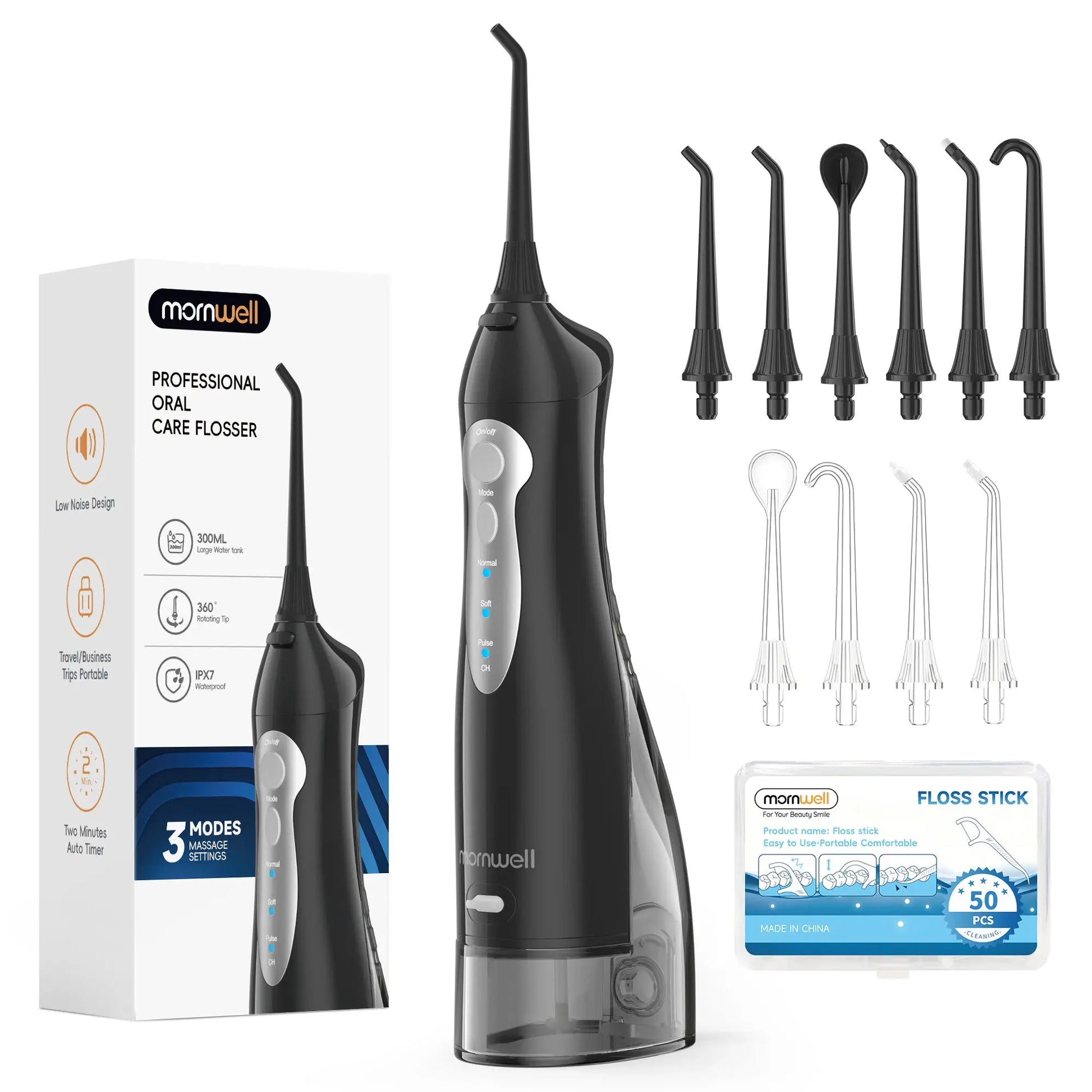 D52 Portable Cordless Water Flosser USB Rechargeable Water Jet Floss Tooth Pick 4 Jet Tip 300ml 3 Modes Teeth Clean for Travel by All Mart Bristol Ltd