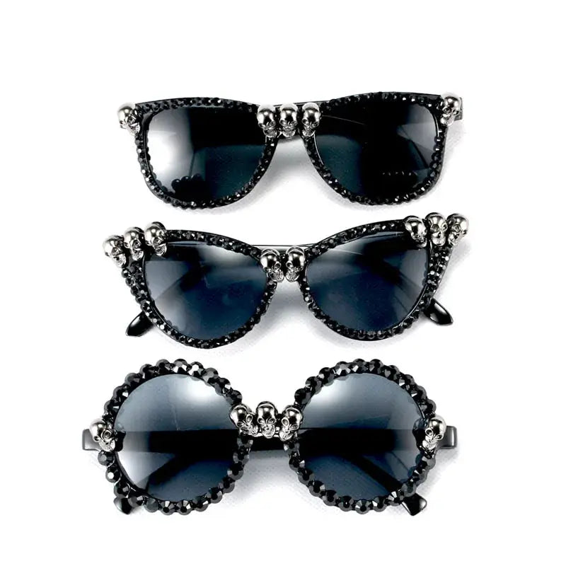 Gothic Skull Sunglasses Halloween Christmas Cat Eye Crystal Punk Sun Glasses by All Mart Bristol Ltd