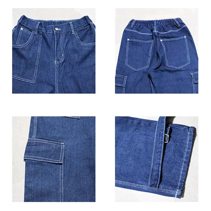 Men Jeans Wide Leg Denim pants Loose Straight Baggy Men's Jeans hip hop Streetwear Skateboard Neutral denim Trousers Cargo jeans by All Mart Bristol Ltd