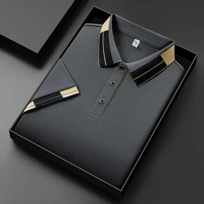 2025 New Men's Collar Polo Shirt Short Sleeved Sweat Absorbing Polo Tops ,Luxury Jacquard Breathable Contrast color T-shirt by All Mart Bristol Ltd