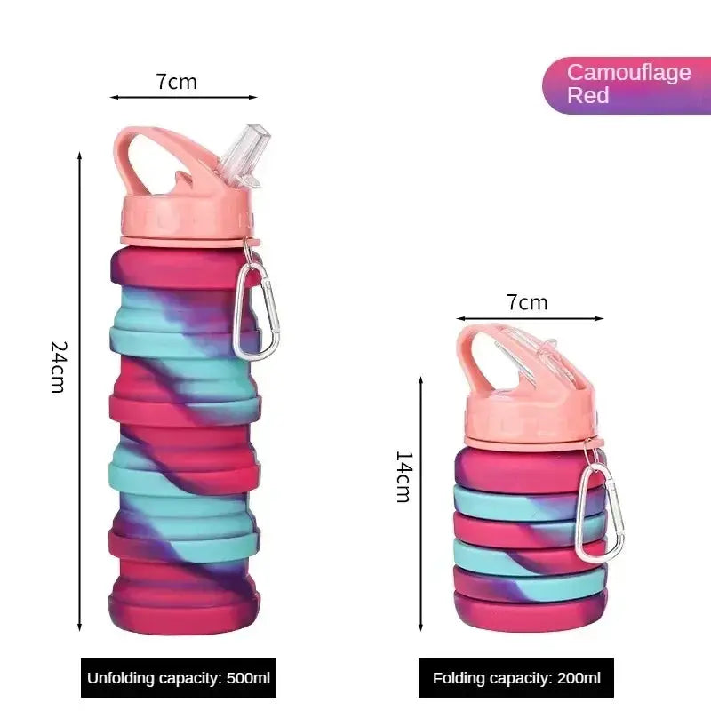 Silicone Foldable Water Bottle for Sports Leakproof BPA Free Water Bottle with Carabiner Collapsible Cycling Water Bottle by All Mart Bristol Ltd