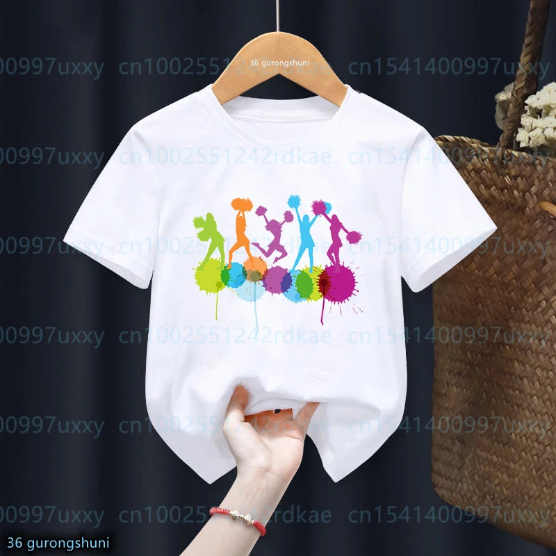 kawaii Girls T-Shirts Cheerleader Girls Sports Gymnastics Enthusiast Tshirts Fashion kids Clothing Tshirt girls clothes 2 to15 by All Mart Bristol Ltd
