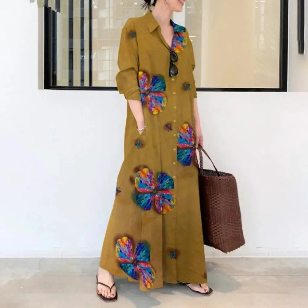 Fashion Cotton Linen Women Dress Maxi Ethnic Style Streetwear Elegant Vestidos Casual Vintage Loose Long Dresses Woman Clothes by All Mart Bristol Ltd