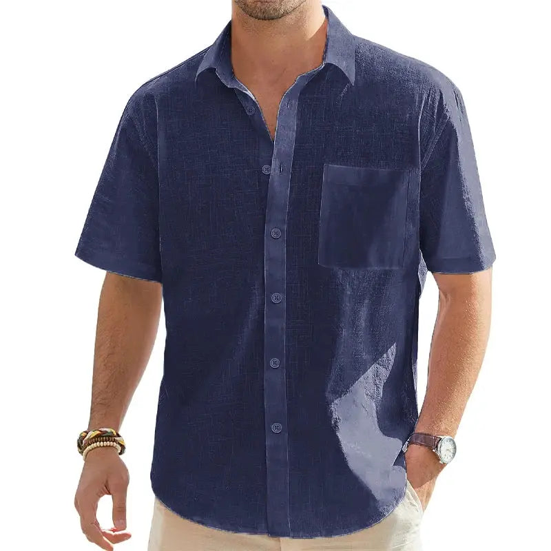 Summer Lightweight Mens Short Sleeve Shirt Casual Business Regular Oversize Shirt Man with Pocket Solid Color Breathable TShirts by All Mart Bristol Ltd