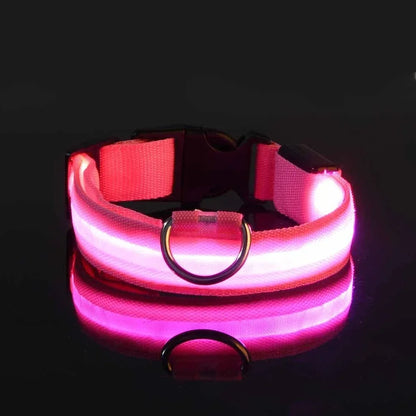 Dog Collar Nylon LED Night Safety Flashing Glow In The Dark Pet Dog Leash pet Dogs Luminous Fluorescent dog accessories collar by All Mart Bristol Ltd