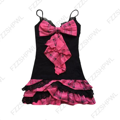 Grunge Punk Gothic Fairycore Emo Girls Dress Sexy Slim Lace Chic Fashion Aesthetic Women's Dresses Harajuku Retro Y2K Streetwear by All Mart Bristol Ltd