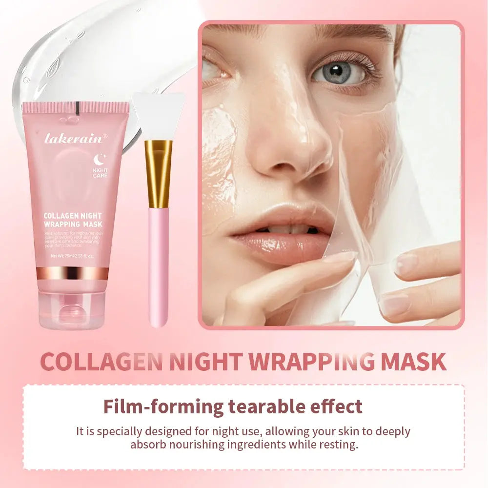 Collagen Wrapping Mask And Brush Set Rejuvenation Moisturize Brightening Korean Face Mask Make Glowy Skin Elasticity Facial Mask by All Mart Bristol Ltd