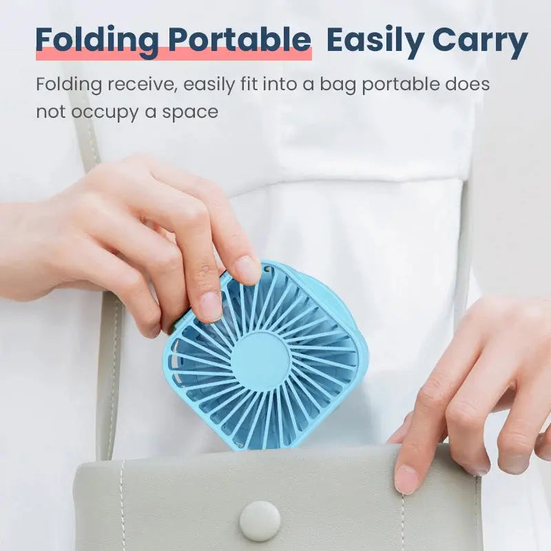 Outdoor Pocket Fan USB Rechargeable With Vanity Mirror Desktop Square Mute Neck Fan Hanging Folding Handheld Portable Mini Fan by All Mart Bristol Ltd