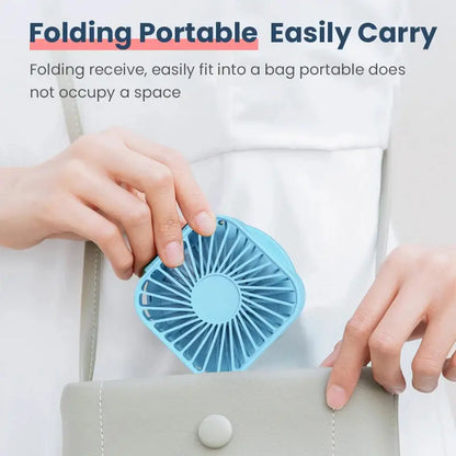 Outdoor Pocket Fan USB Rechargeable With Vanity Mirror Desktop Square Mute Neck Fan Hanging Folding Handheld Portable Mini Fan by All Mart Bristol Ltd